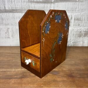 Vintage Handmade Wooden Napkin Holder/ Desk Organizer